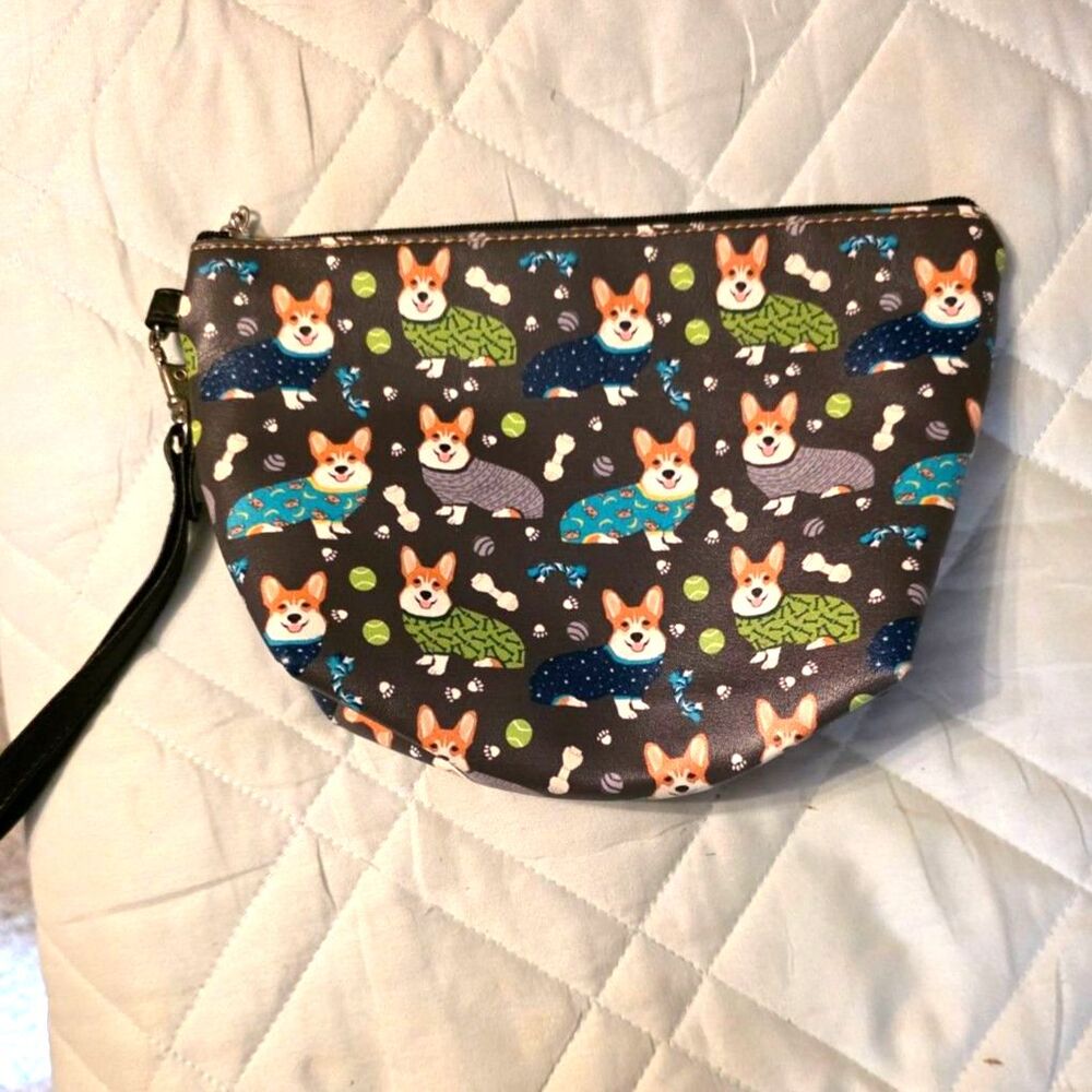 Corgi Print Wristlet Pouch